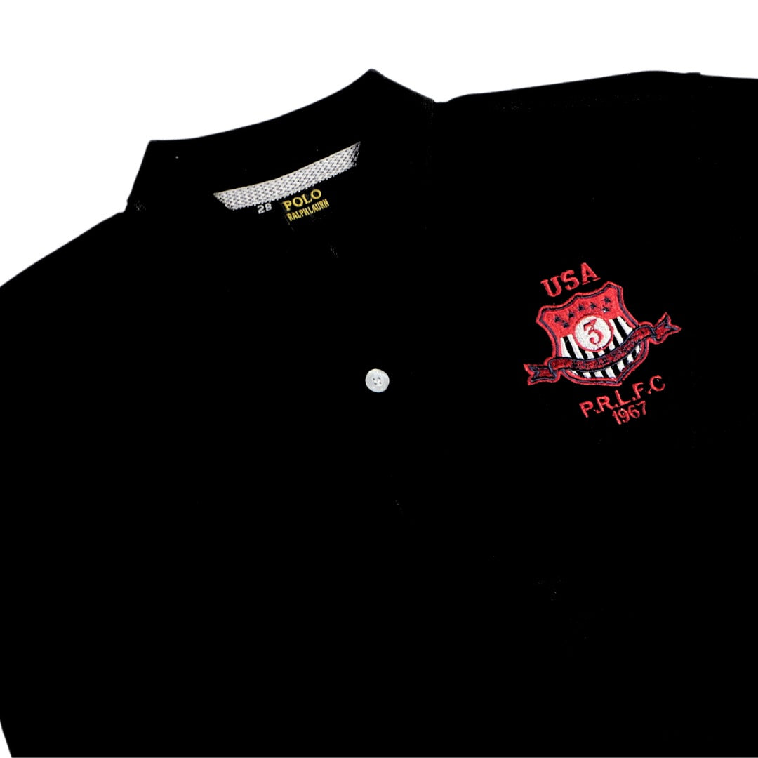 Boys black patch polo shirt