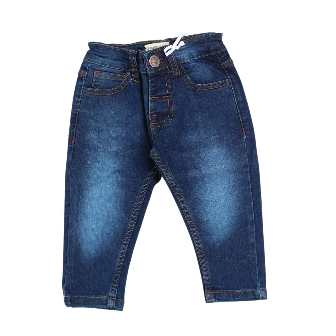 Boys blue denim wash stretch pant