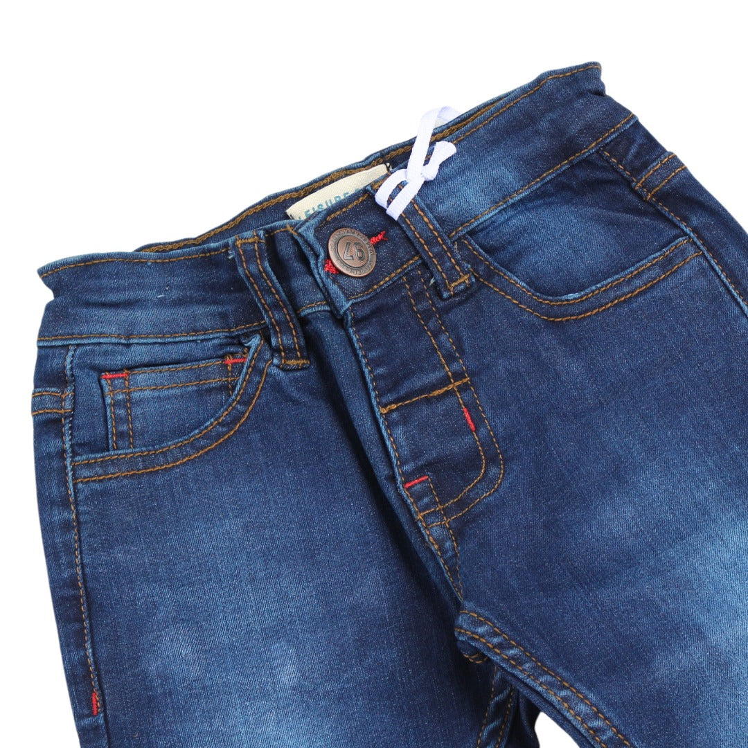 Boys blue denim wash stretch pant