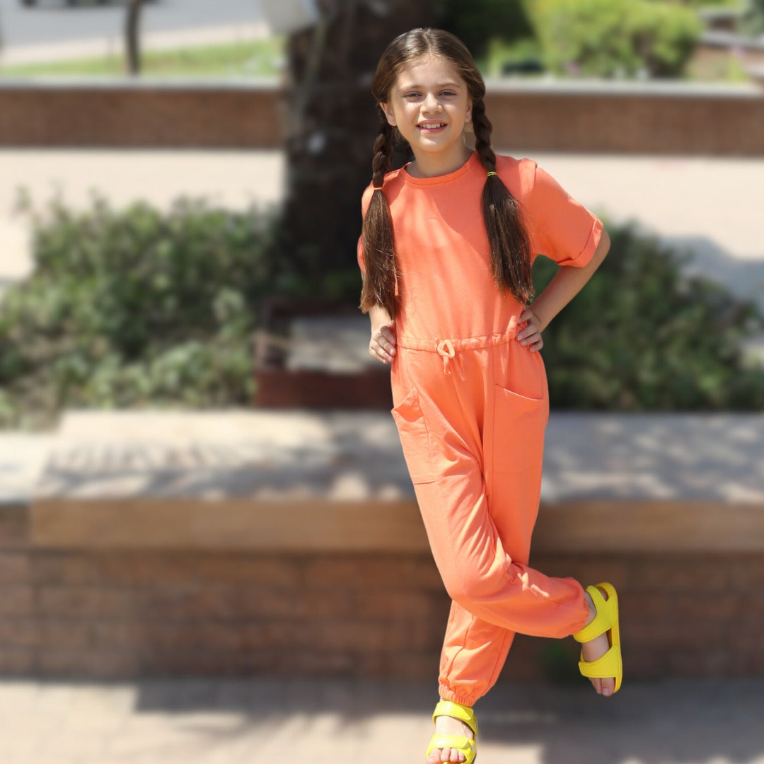 Girls orange jumpsuit