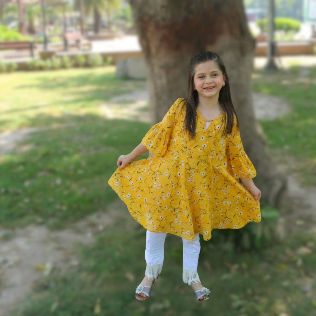 Girls yellow floral frock