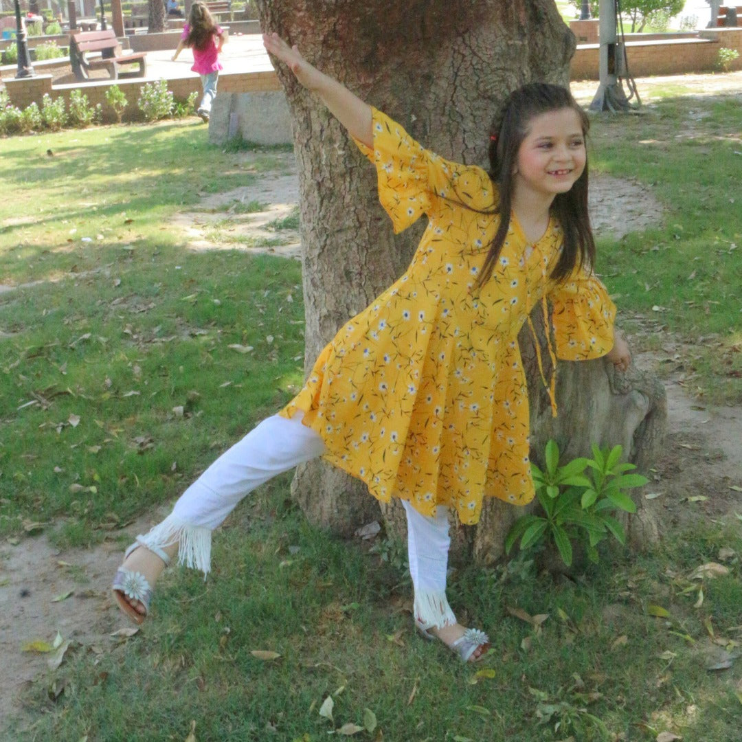 Girls yellow floral frock