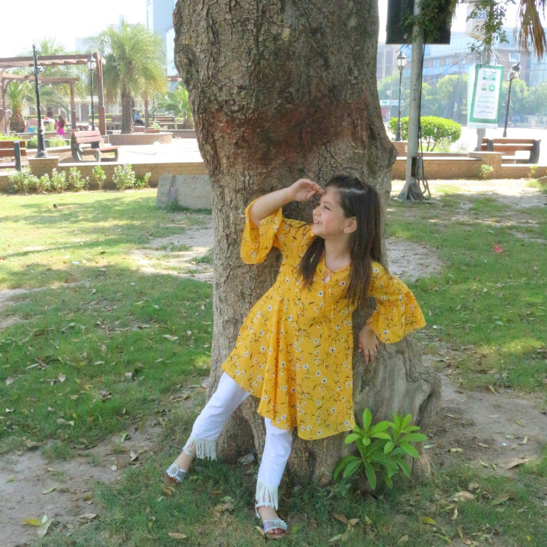 Girls yellow floral frock