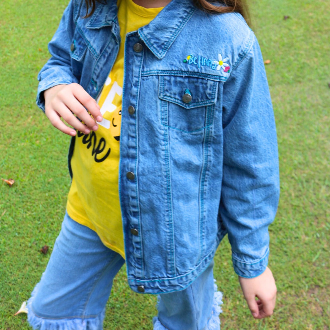 Girls denim embroidered jacket