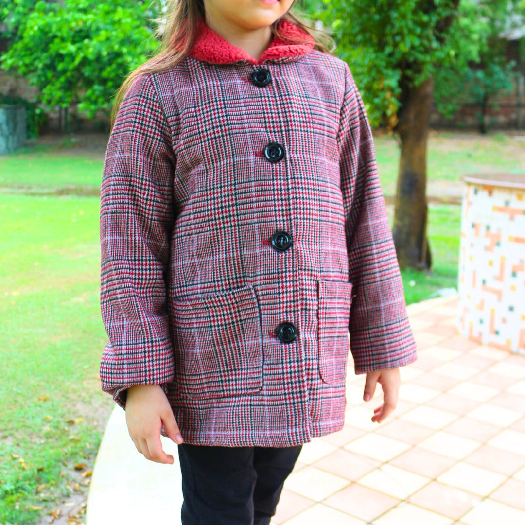 Girls red checkered coat