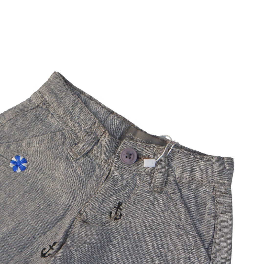 Boys gray embroidered cotton shorts