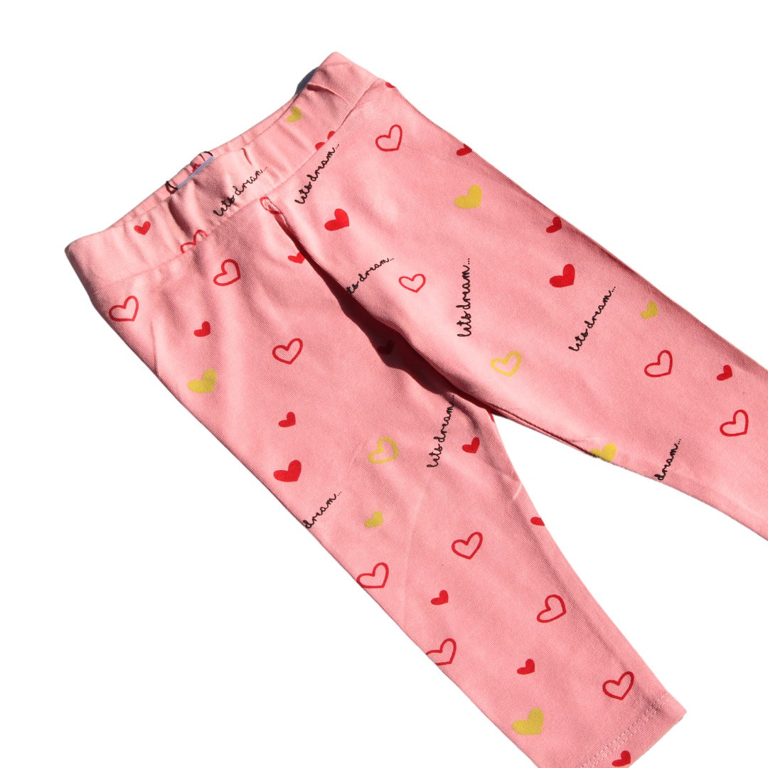 Girls pink trouser with hearts