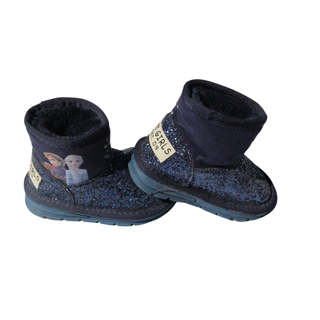 Girls blue frozen glitter long shoes