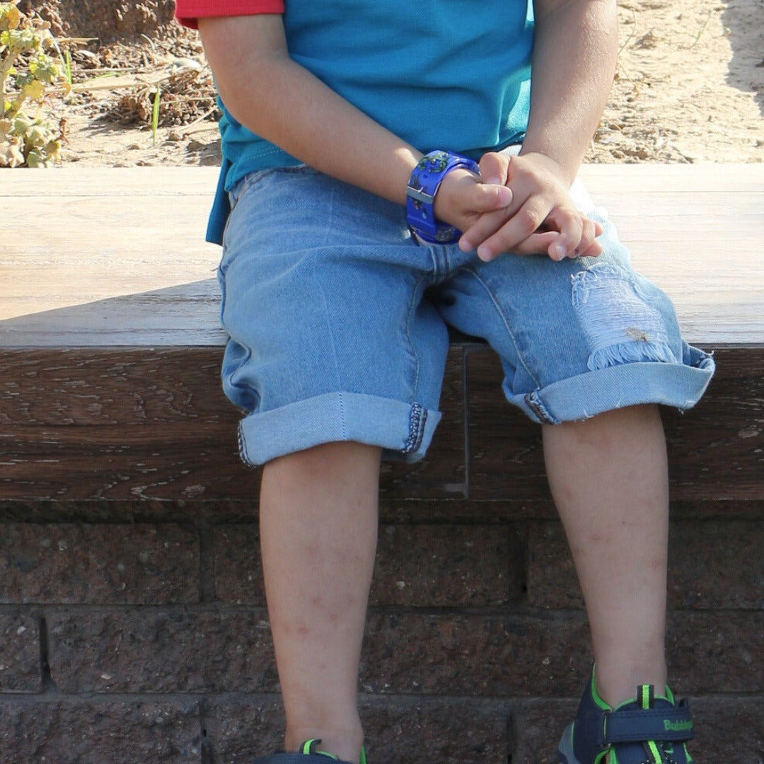 Boys blue denim ripped shorts