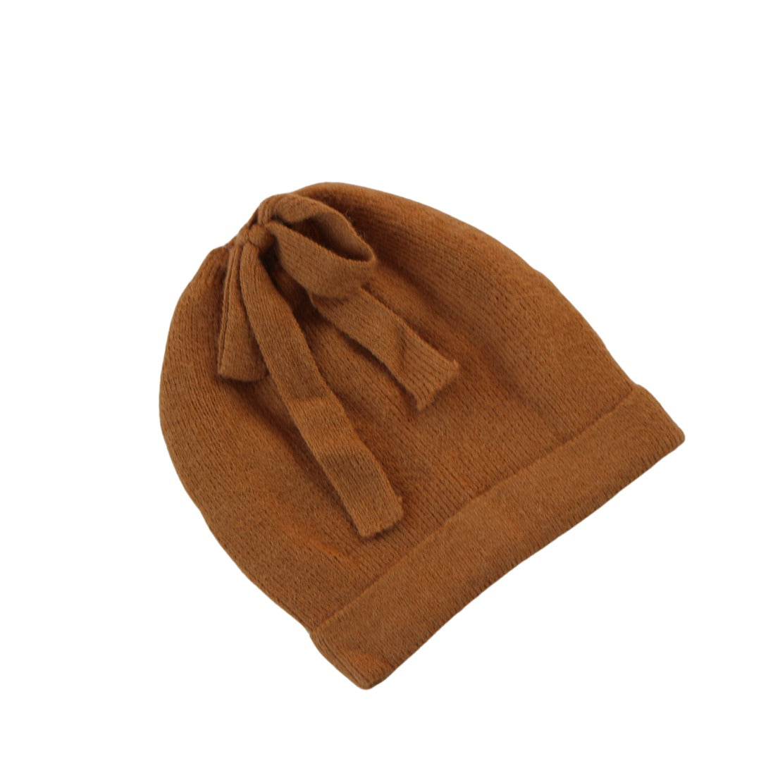 Girls brown bow cap