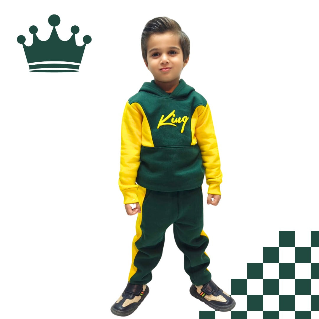 Boys green king tracksuit