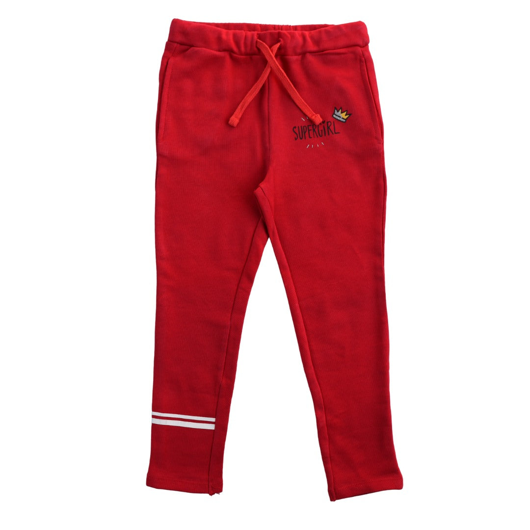 Girls red supergirl trouser