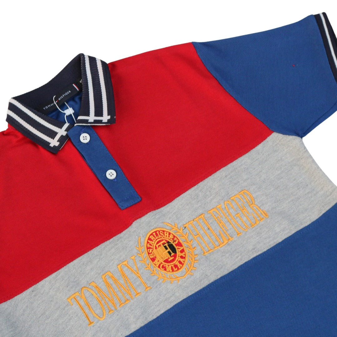 Boys blue gray and red Tommy Hilfiger polo