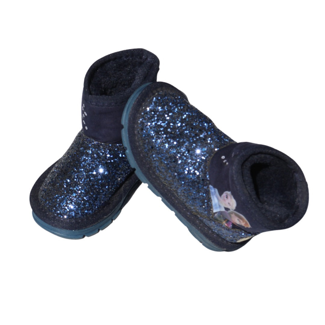 Girls blue frozen glitter long shoes