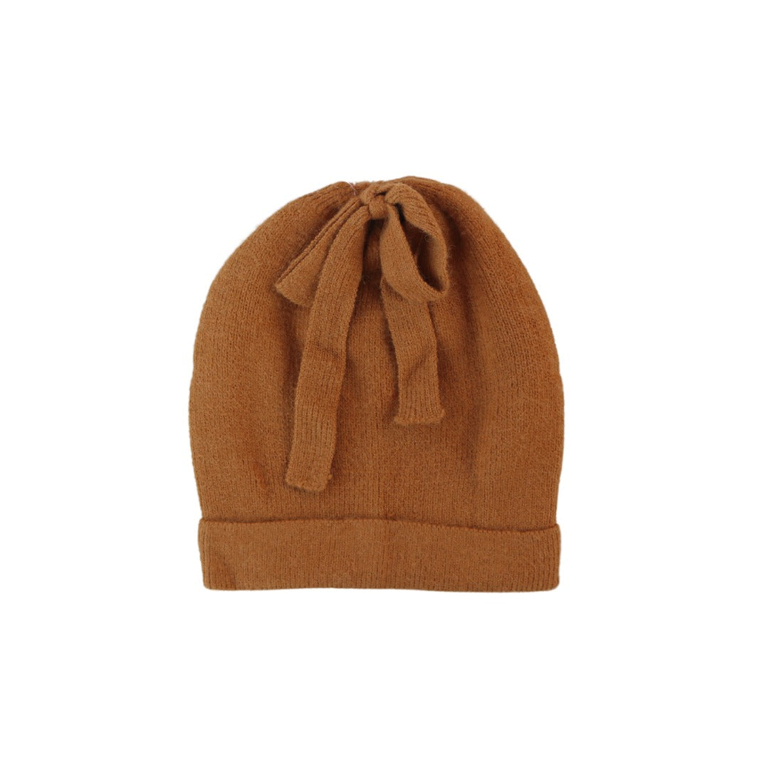 Girls brown bow cap