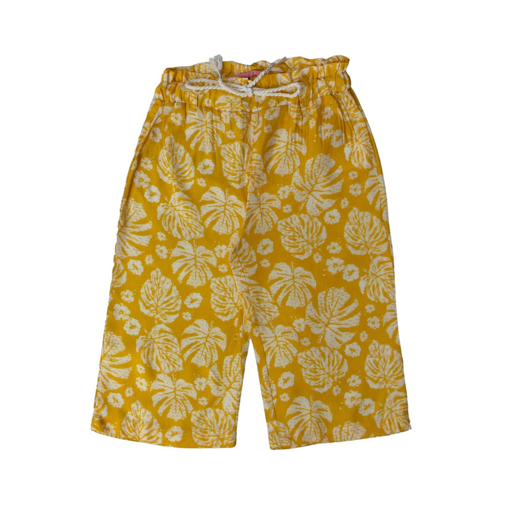 Girls yellow printed cotton trouser