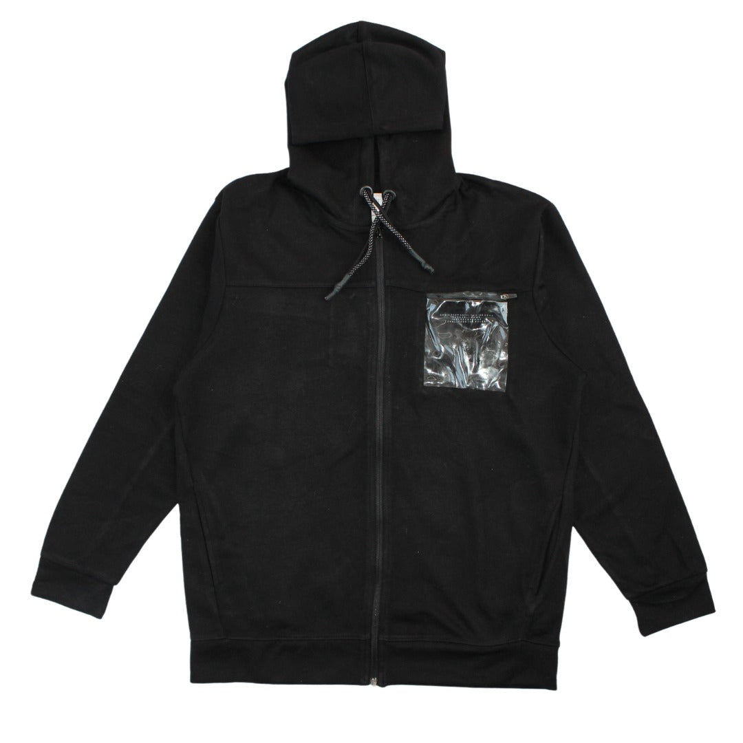 Basic black hood with printed pocket