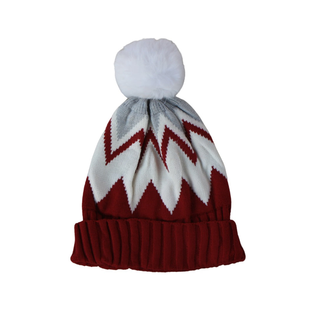 Red White and Blue pompom cap