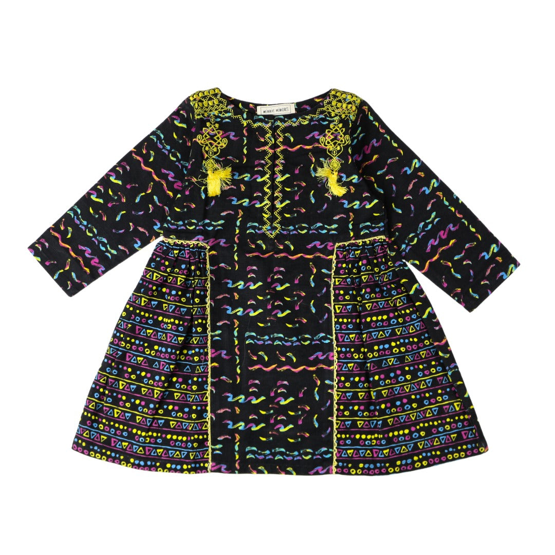 Khaddar multi color frock